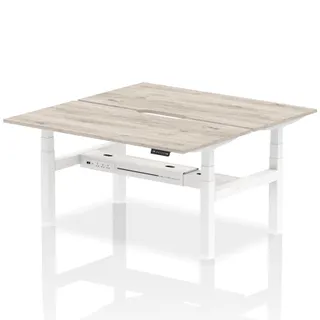 Air Back-to-Back Scalloped Edge Height Adjustable Bench Desk - 2 Person