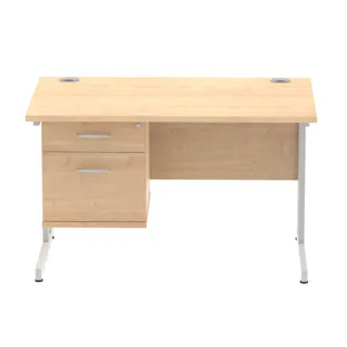 Impulse Cantilever Straight Desk With Single Fixed Pedestal