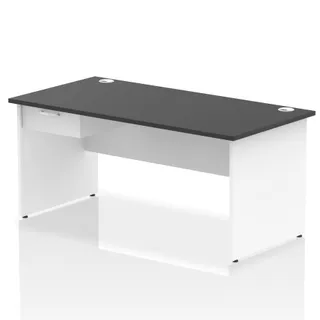 Impulse Panel End Straight Desk With Single One Drawer Fixed Pedestal