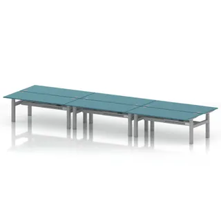 Air Back-to-Back Height Adjustable Bench Desk - 6 Person