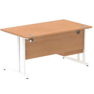 Impulse Cantilever Straight Desk With Single Fixed Pedestal