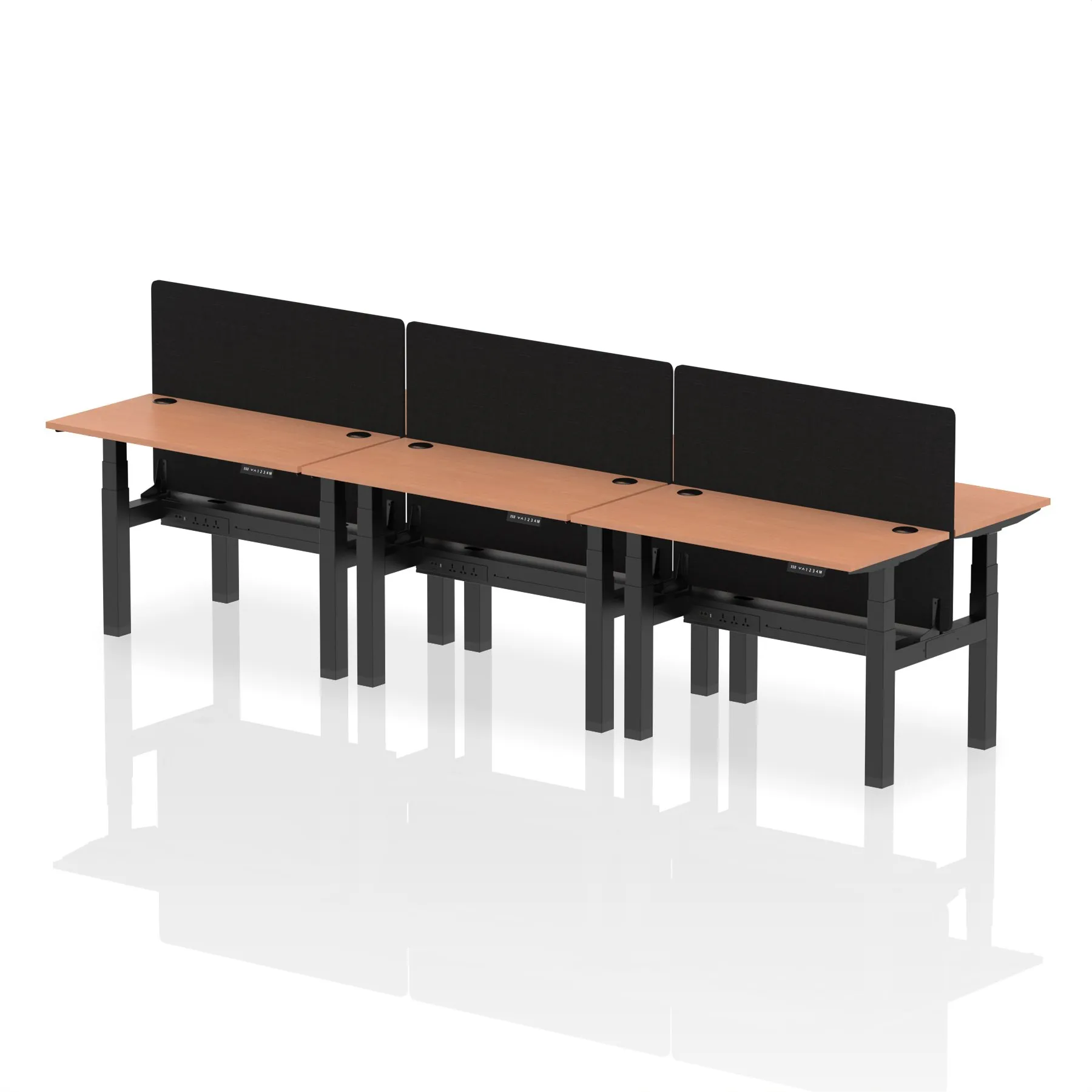 Air Back-to-Back Slimline Height Adjustable Bench Desk - 6 Person