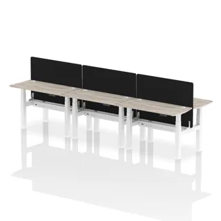 Air Back-to-Back Slimline Height Adjustable Bench Desk - 6 Person