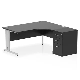 Impulse Cable Managed Crescent Desk Workstation