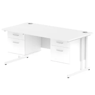 Impulse Cantilever Straight Desk With Two Fixed Pedestal