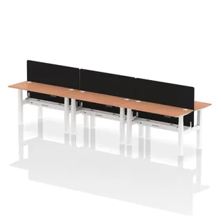Air Back-to-Back Slimline Height Adjustable Bench Desk - 6 Person