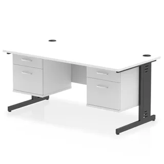 Impulse Cable Managed Straight Desk With Two Fixed Pedestal