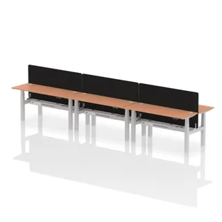 Air Back-to-Back Slimline Height Adjustable Bench Desk - 6 Person