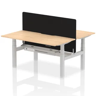Air Back-to-Back Scalloped Edge Height Adjustable Bench Desk - 2 Person