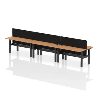 Air Back-to-Back Slimline Height Adjustable Bench Desk - 6 Person