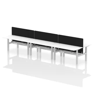 Air Back-to-Back Height Adjustable Bench Desk - 6 Person