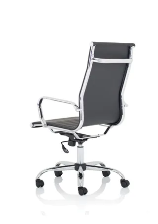 Nola Black Leather Executive Office Chair with Arms