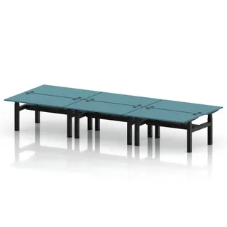Air Back-to-Back Height Adjustable Bench Desk - 6 Person