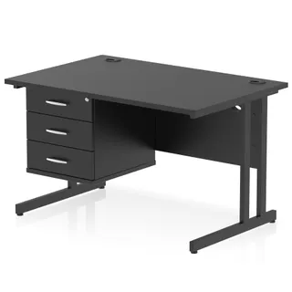 Impulse Cantilever Straight Desk With Single Fixed Pedestal