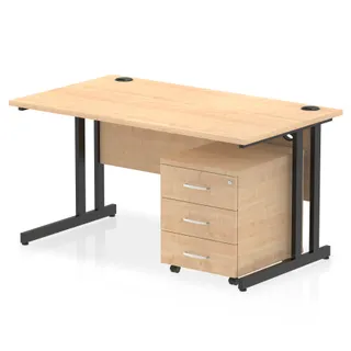 Impulse Cantilever Straight Desk With Mobile Pedestal