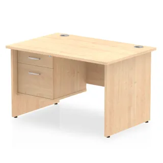 OE - Impulse Panel End Straight Desk With Single Fixed Pedestal