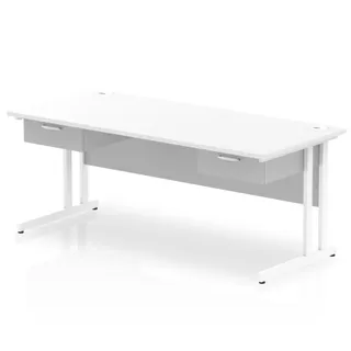 Impulse Cantilever Straight Desk With Two One Drawer Fixed Pedestals