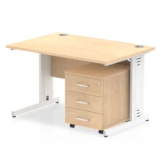 Impulse Cable Managed Straight Desk With Mobile Pedestal