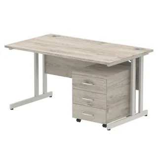Impulse Cantilever Straight Desk With Mobile Pedestal