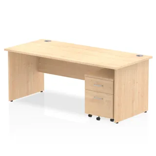 Impulse Panel End Straight Desk With Mobile Pedestal