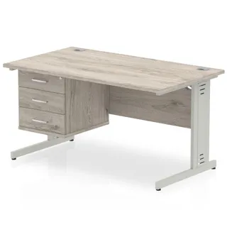 Impulse Cable Managed Straight Desk With Single Fixed Pedestal