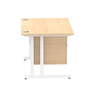 Impulse Cantilever Straight Desk With Single Fixed Pedestal