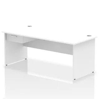 Impulse Panel End Straight Desk With Single One Drawer Fixed Pedestal