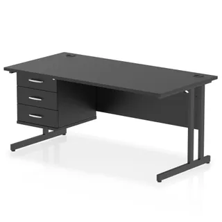 Impulse Cantilever Straight Desk With Single Fixed Pedestal