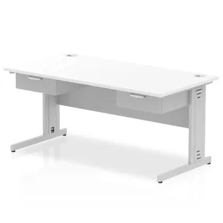 Impulse Cable Managed Straight Desk With Two One Drawer Fixed Pedestals