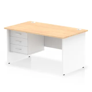 Impulse Panel End Straight Desk With Single Fixed Pedestal
