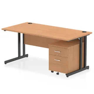 Impulse Cantilever Straight Desk With Mobile Pedestal