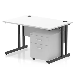 Impulse Cantilever Straight Desk With Mobile Pedestal
