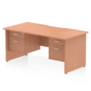 Impulse Scalloped Edge 1600mm Panel End Straight Desk With Two Fixed Pedestal