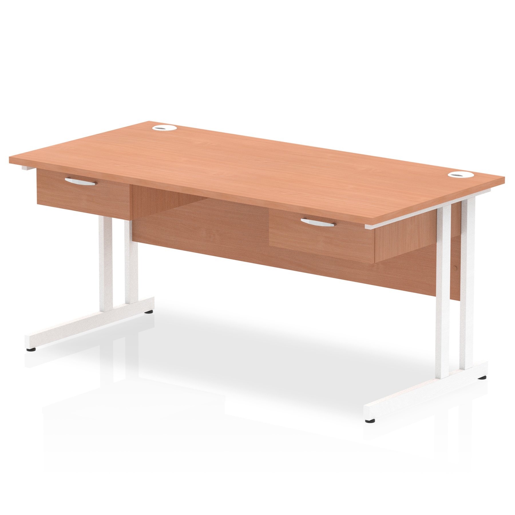 Impulse Cantilever Straight Desk With Two One Drawer Fixed Pedestals