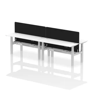 Air Back-to-Back Slimline Height Adjustable Bench Desk - 4 Person