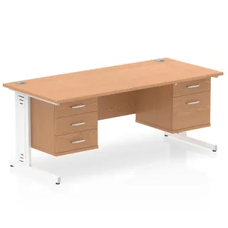 Impulse Cable Managed Straight Desk With Two Fixed Pedestal
