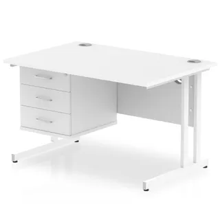 Impulse Cantilever Straight Desk With Single Fixed Pedestal