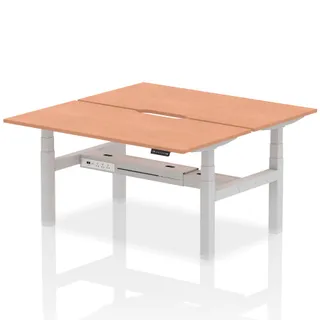 Air Back-to-Back Scalloped Edge Height Adjustable Bench Desk - 2 Person