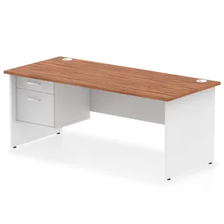 Impulse Panel End Straight Desk With Single Fixed Pedestal