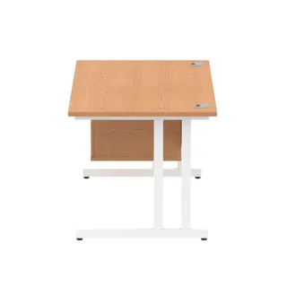 Impulse Cantilever Straight Desk With Single Fixed Pedestal
