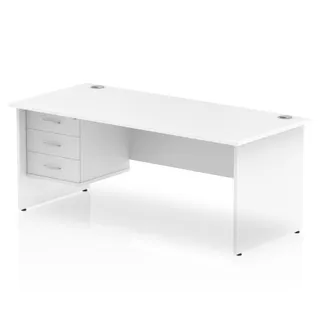 OE - Impulse 1800mm Panel End Straight Desk With Single Fixed Pedestal