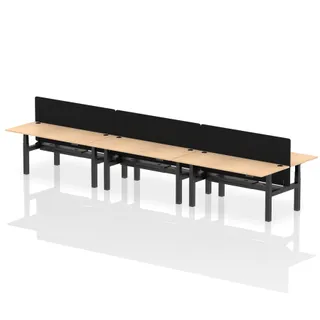 Air Back-to-Back Height Adjustable Bench Desk - 6 Person