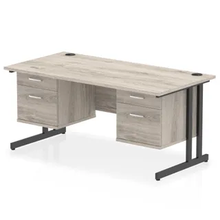 Impulse Cantilever Straight Desk With Two Fixed Pedestal