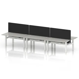 Air Back-to-Back Height Adjustable Bench Desk - 6 Person