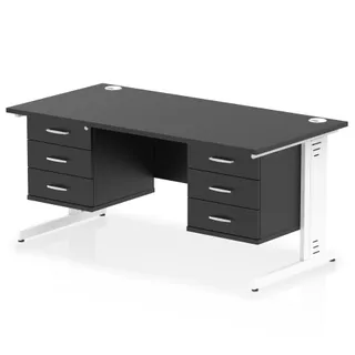 Impulse Cable Managed Straight Desk With Two Fixed Pedestal
