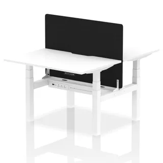 Air Back-to-Back Scalloped Edge Height Adjustable Bench Desk - 2 Person