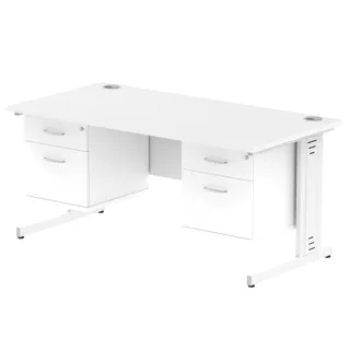 Impulse Cable Managed Straight Desk With Two Fixed Pedestal