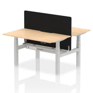 Air Back-to-Back Scalloped Edge Height Adjustable Bench Desk - 2 Person