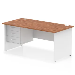 Impulse Panel End Straight Desk With Single Fixed Pedestal