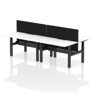 Air Back-to-Back Scalloped Edge Height Adjustable Bench Desk - 4 Person